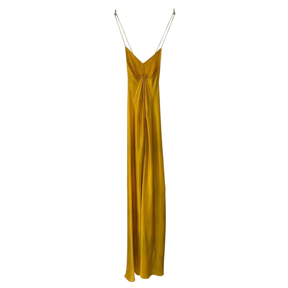 Plein Sud Sun Silk Slip Dress Womens 6 Yellow Excellent 90s Y2K Maxi Gown French - Picture 3 of 10